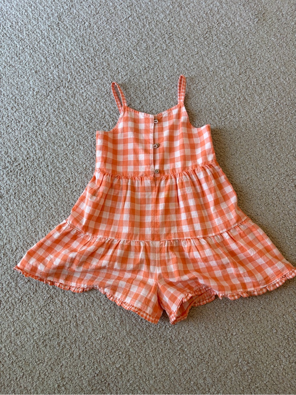 Carter's Orange & White overall dress shorts
